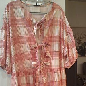 ASOS Pink Plaid Midi Dress